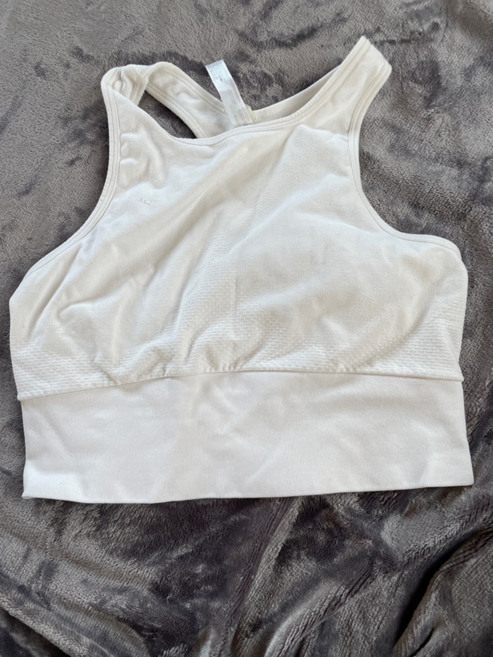 FP Movement by Free People Cream High-Neck Racerback Sports Bra